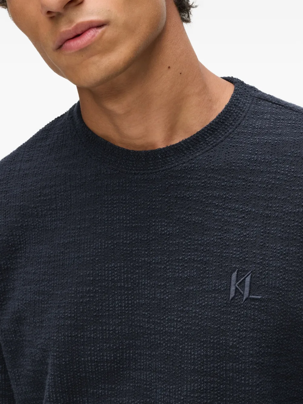 Karl Lagerfeld Bouclé T-shirt In Blue