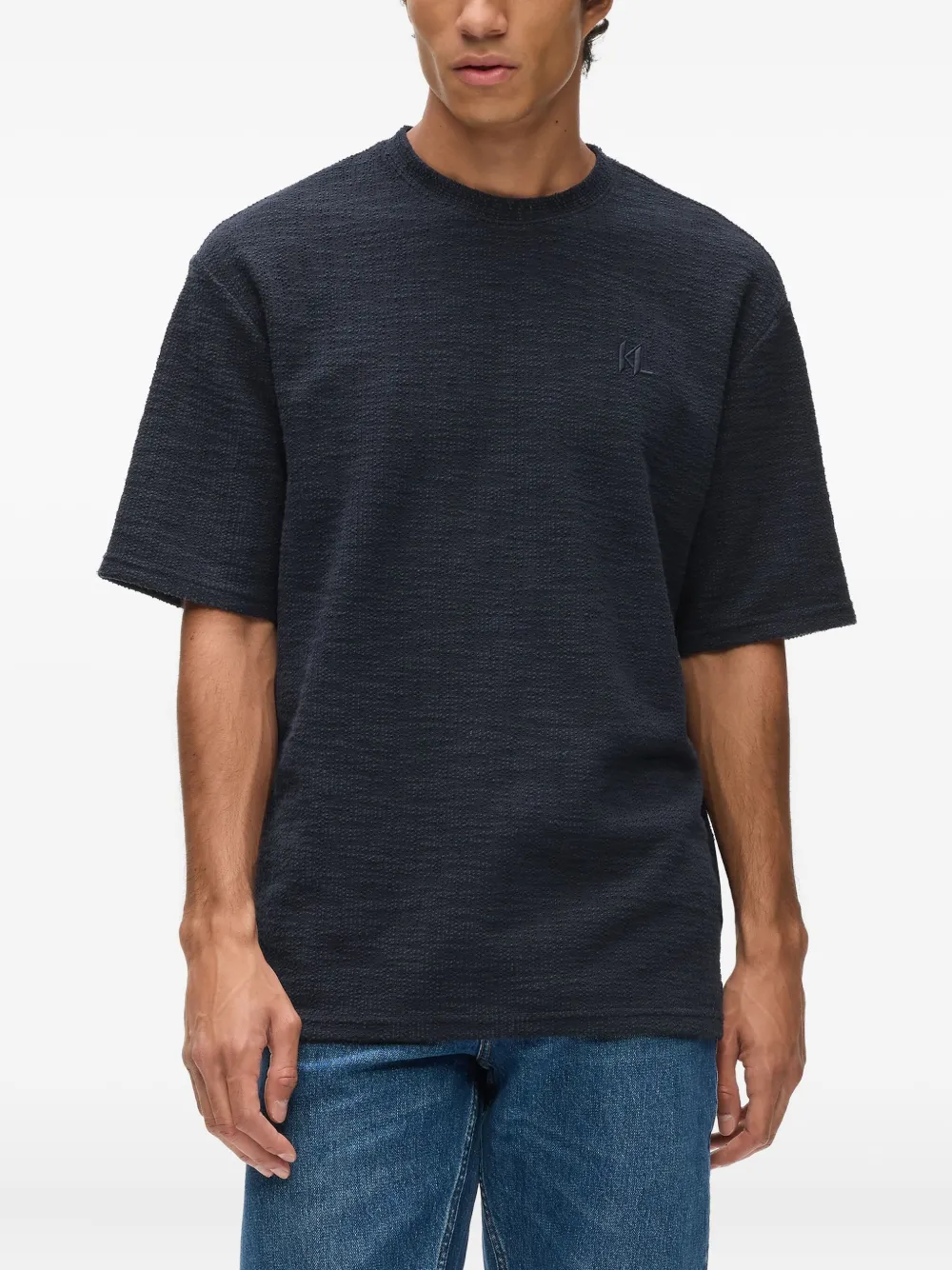 Karl Lagerfeld Bouclé T-shirt In Blue