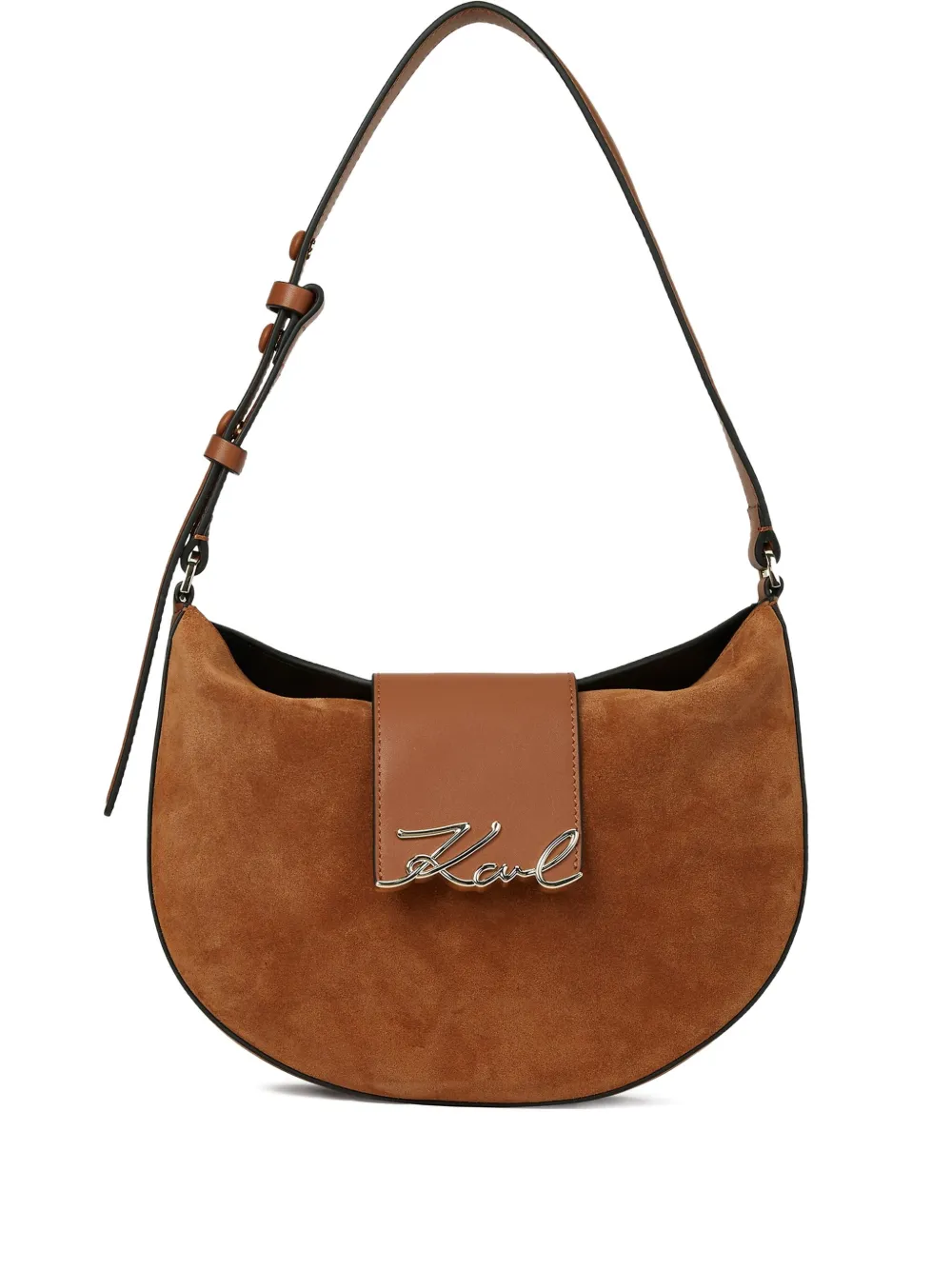 Karl Lagerfeld S/signature Shoulder Bag In Brown