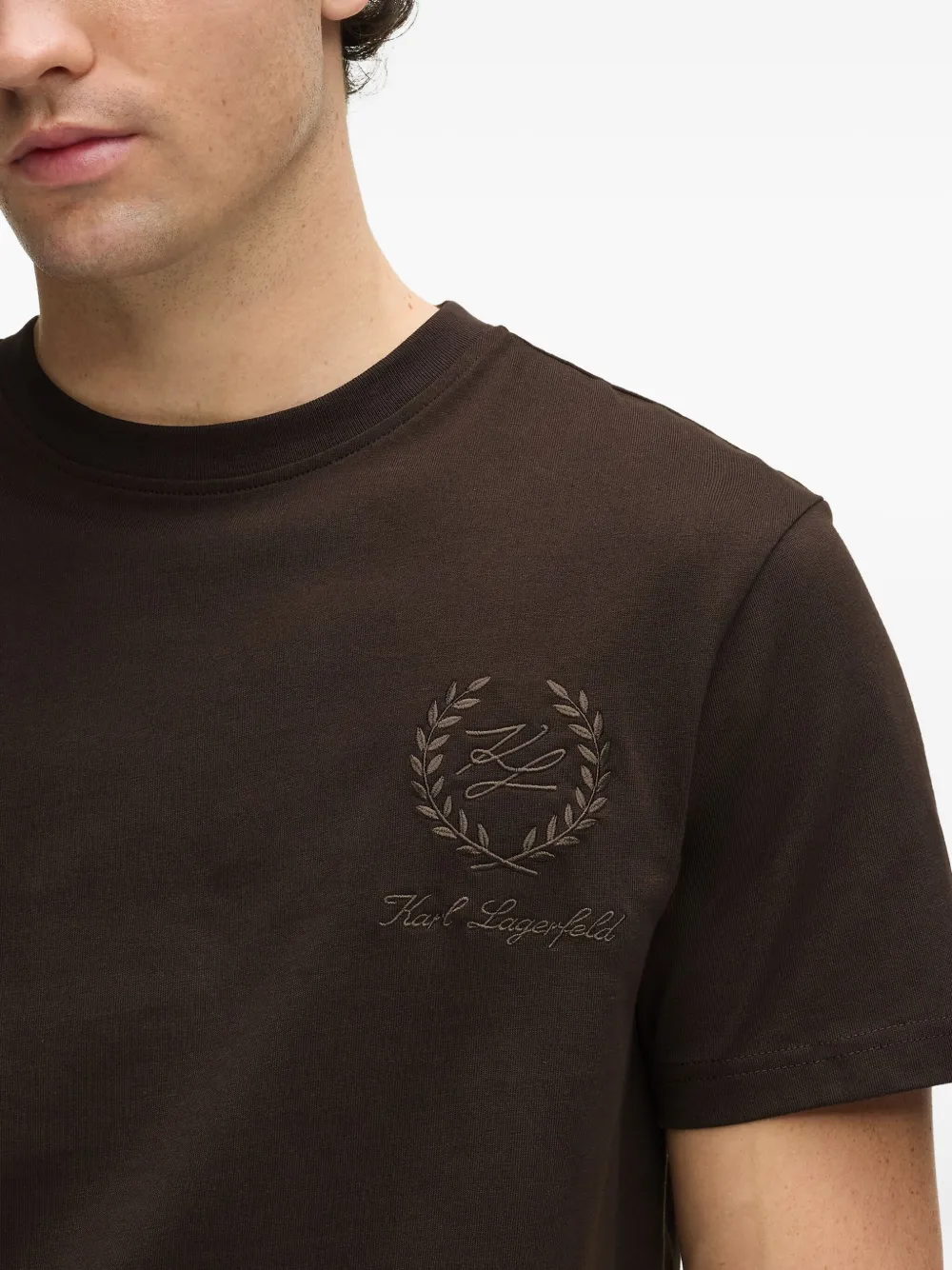 Karl Lagerfeld Crew-neck T-shirt In Brown