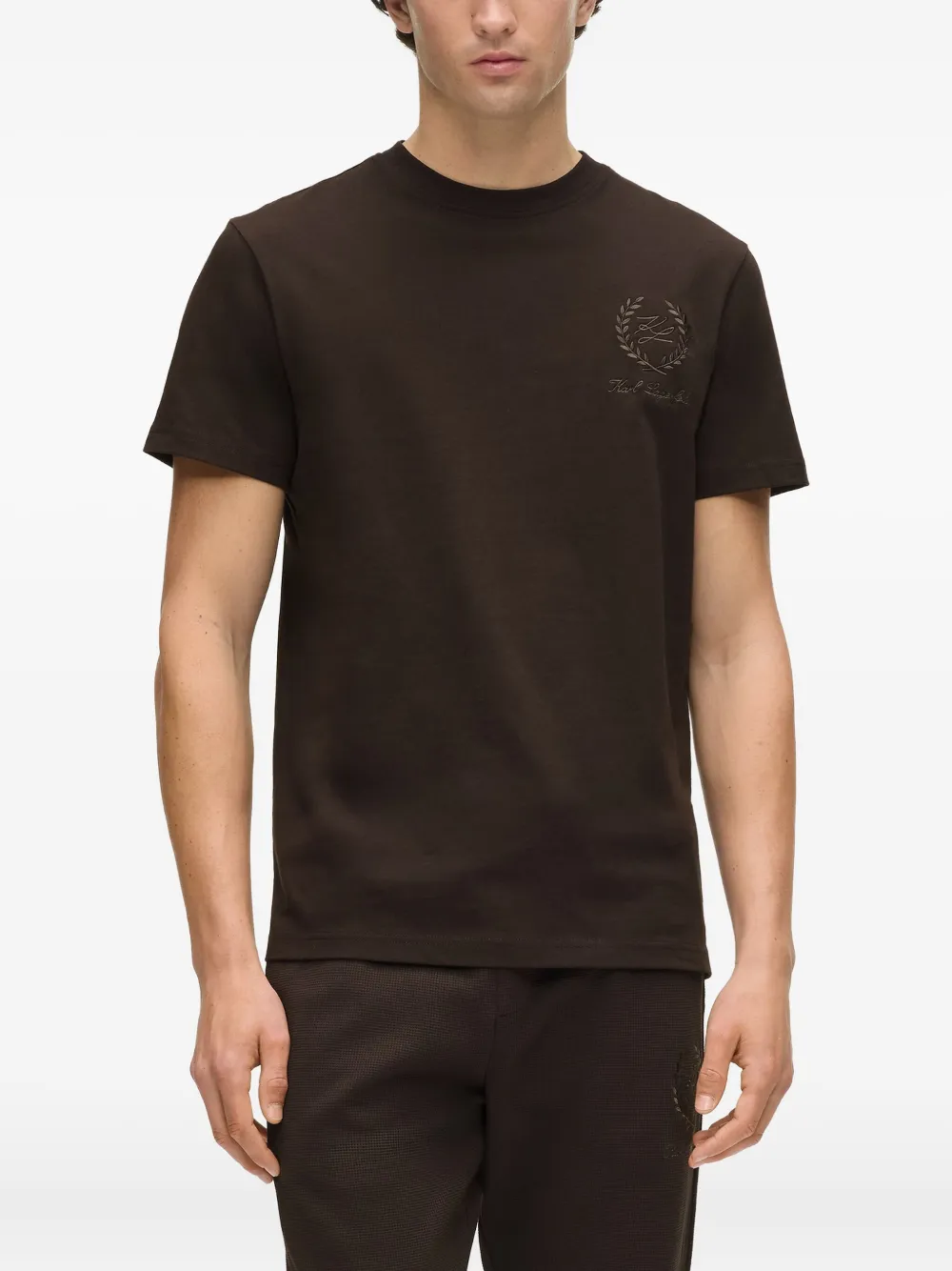 Karl Lagerfeld Crew-neck T-shirt In Brown