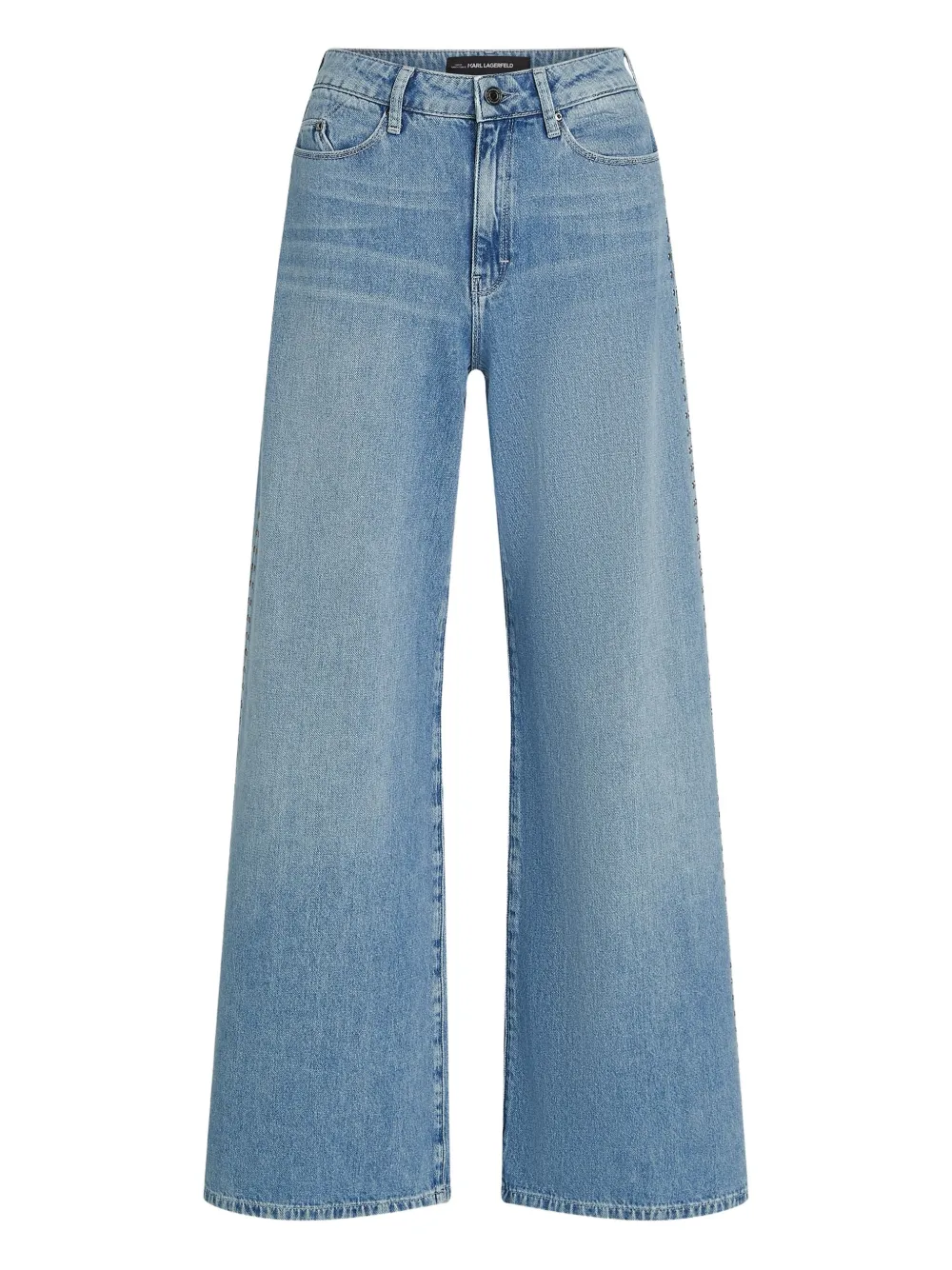 Karl Lagerfeld Studded-signature Jeans In Blue