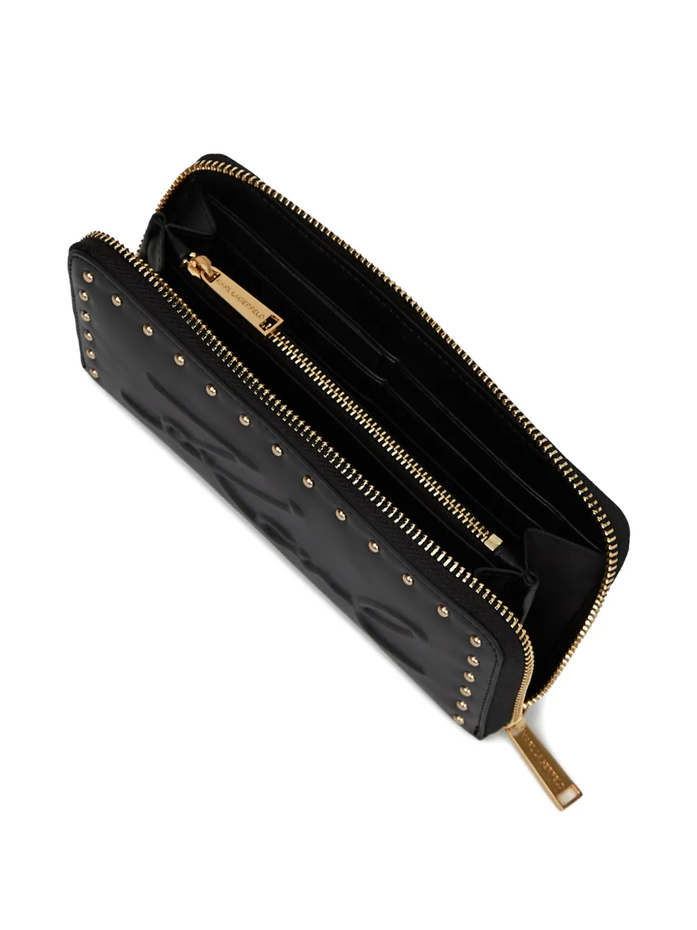 Karl Lagerfeld Large K/ville Studded Wallet In Black