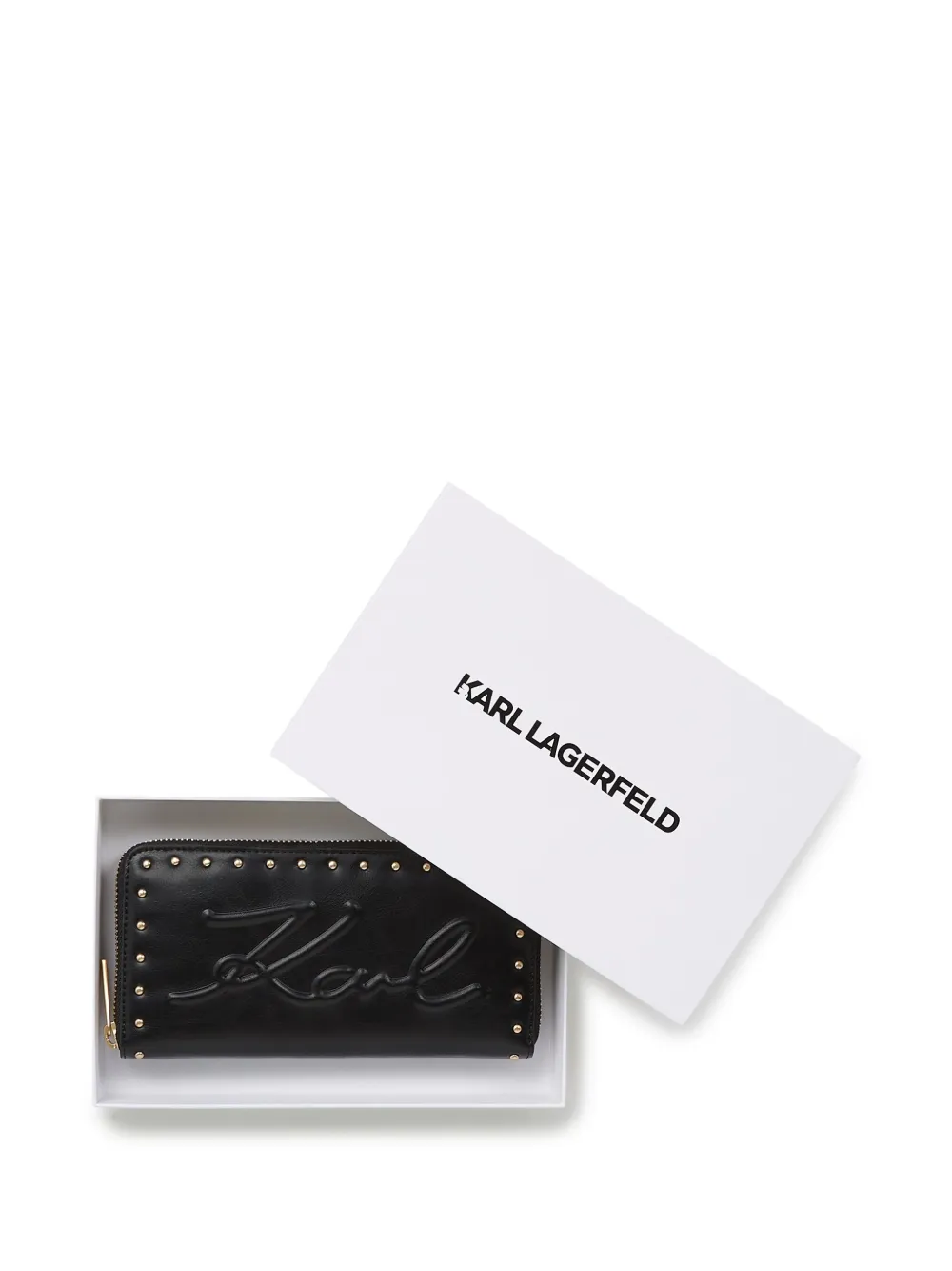 Karl Lagerfeld Large K/ville Studded Wallet In Black