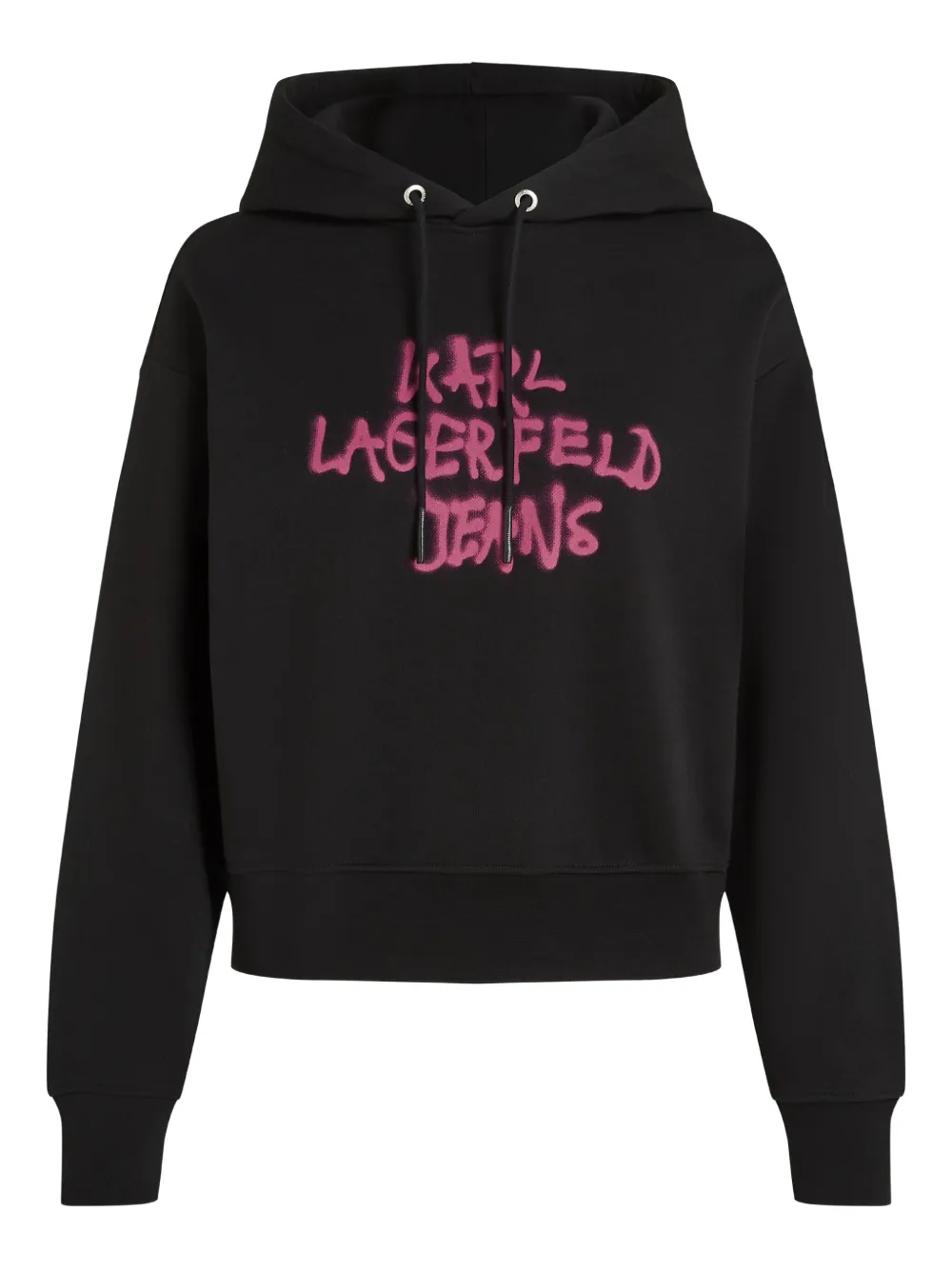 Karl Lagerfeld Jeans Graffiti-logo Hoodie In Black
