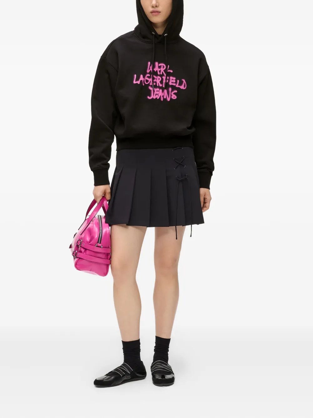 Karl Lagerfeld Jeans Hoodie met graffiti logo - Zwart