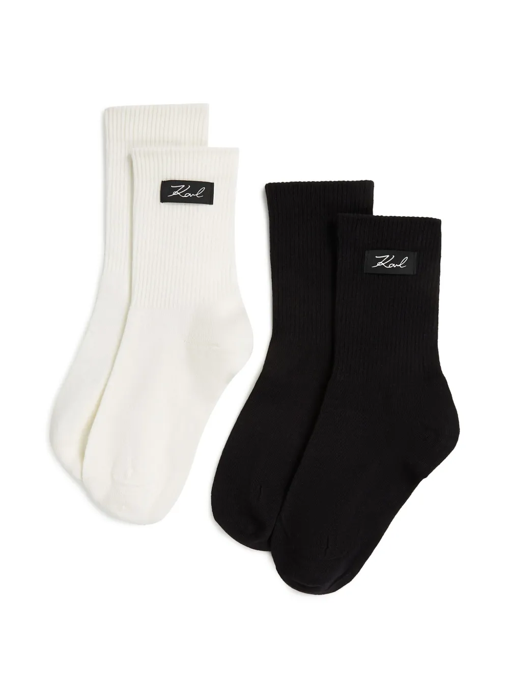 Karl Lagerfeld Calzini Signature in lurex (2 pezzi) - Bianco