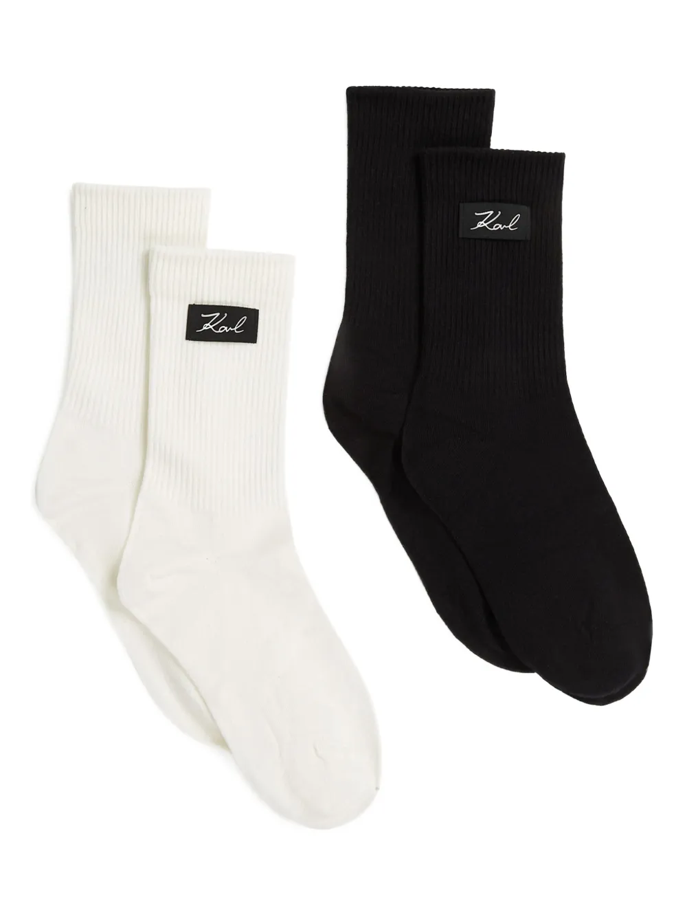 Karl Lagerfeld Twee paar sokken met kenmerkend logo Wit
