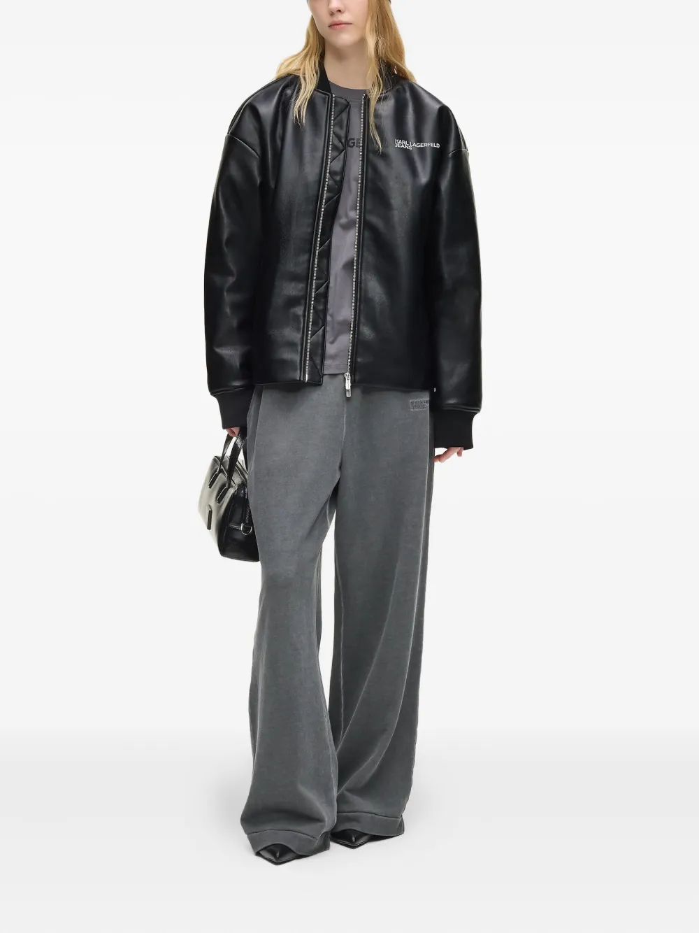 Karl Lagerfeld Jeans Bomberjack met logodetail Zwart