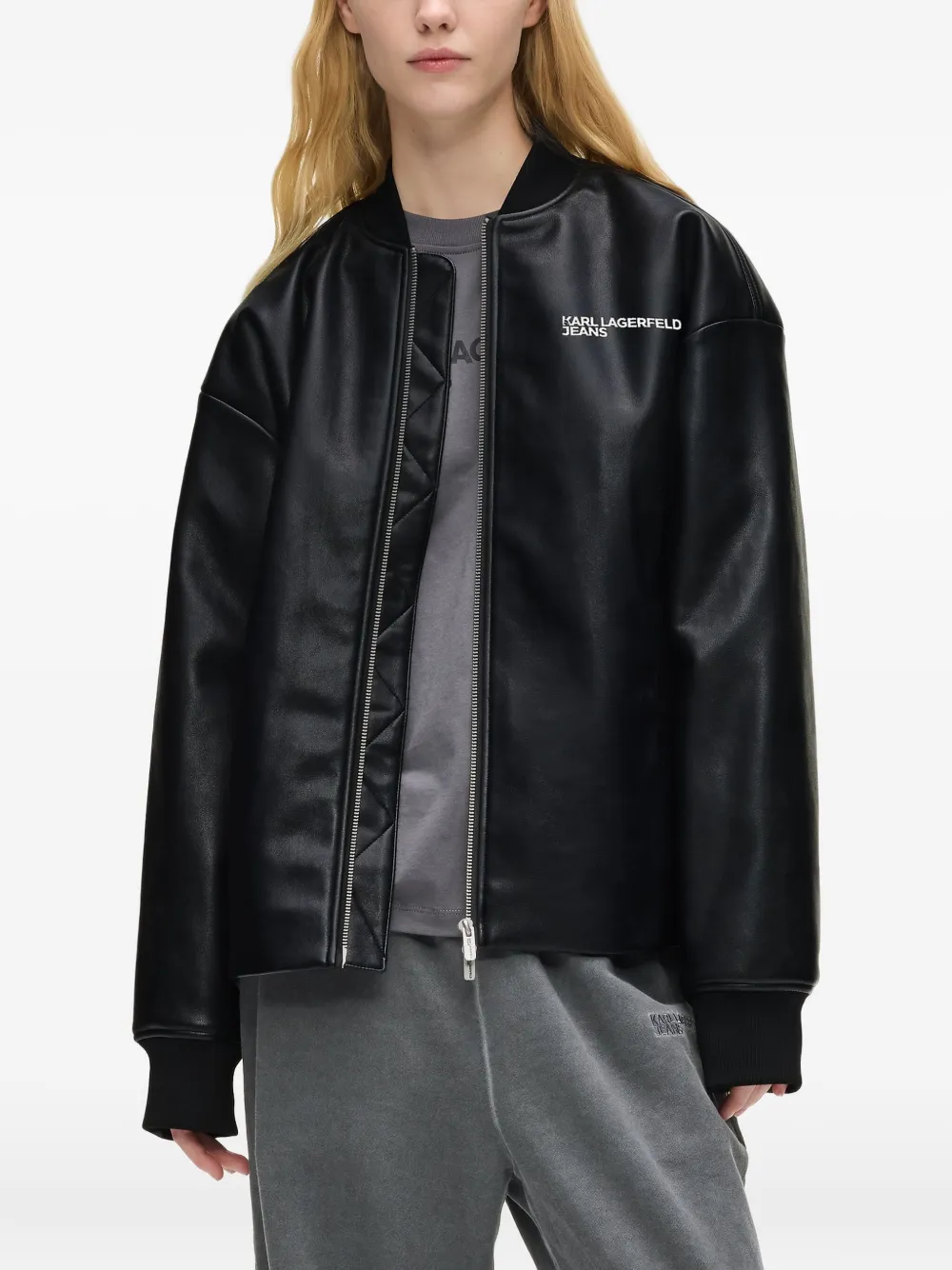 Karl Lagerfeld Jeans Bomberjack met logodetail Zwart