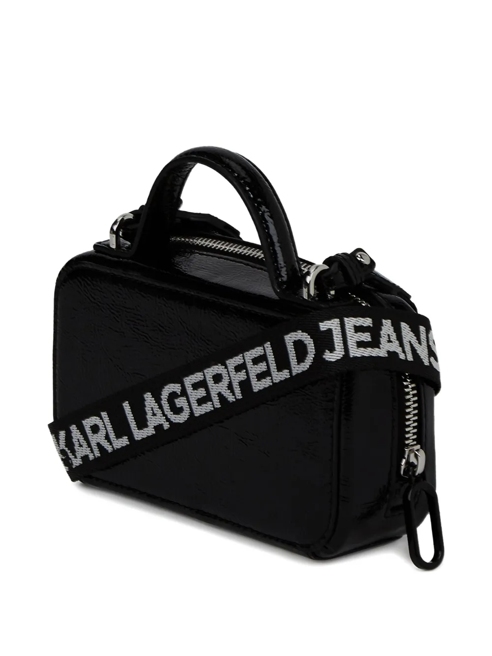Karl Lagerfeld Jeans Glanzende crossbodytas met logodetail Zwart