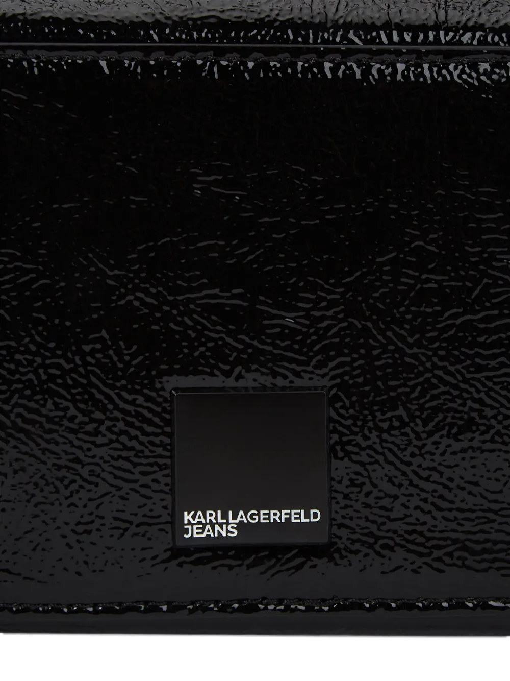 Karl Lagerfeld Jeans Glanzende crossbodytas met logodetail Zwart