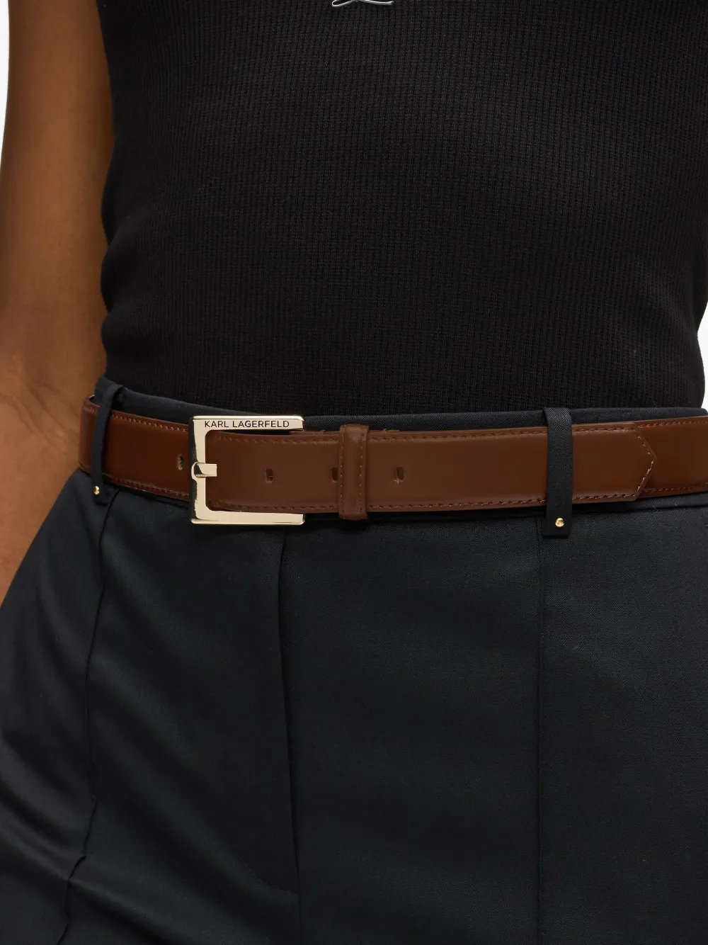 Karl Lagerfeld Buckled Leather Belt In Brown