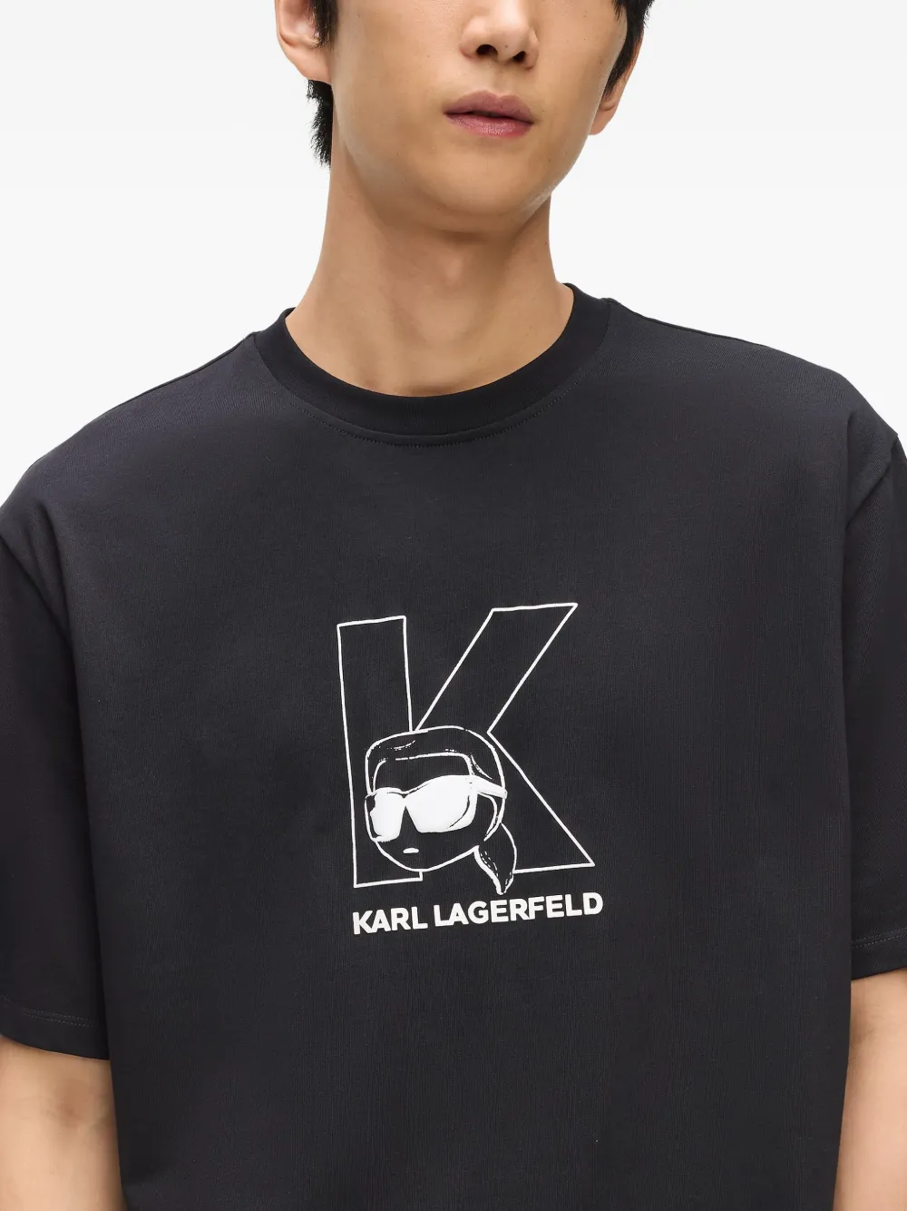 Karl Lagerfeld Ikon K-initial T-shirt Zwart