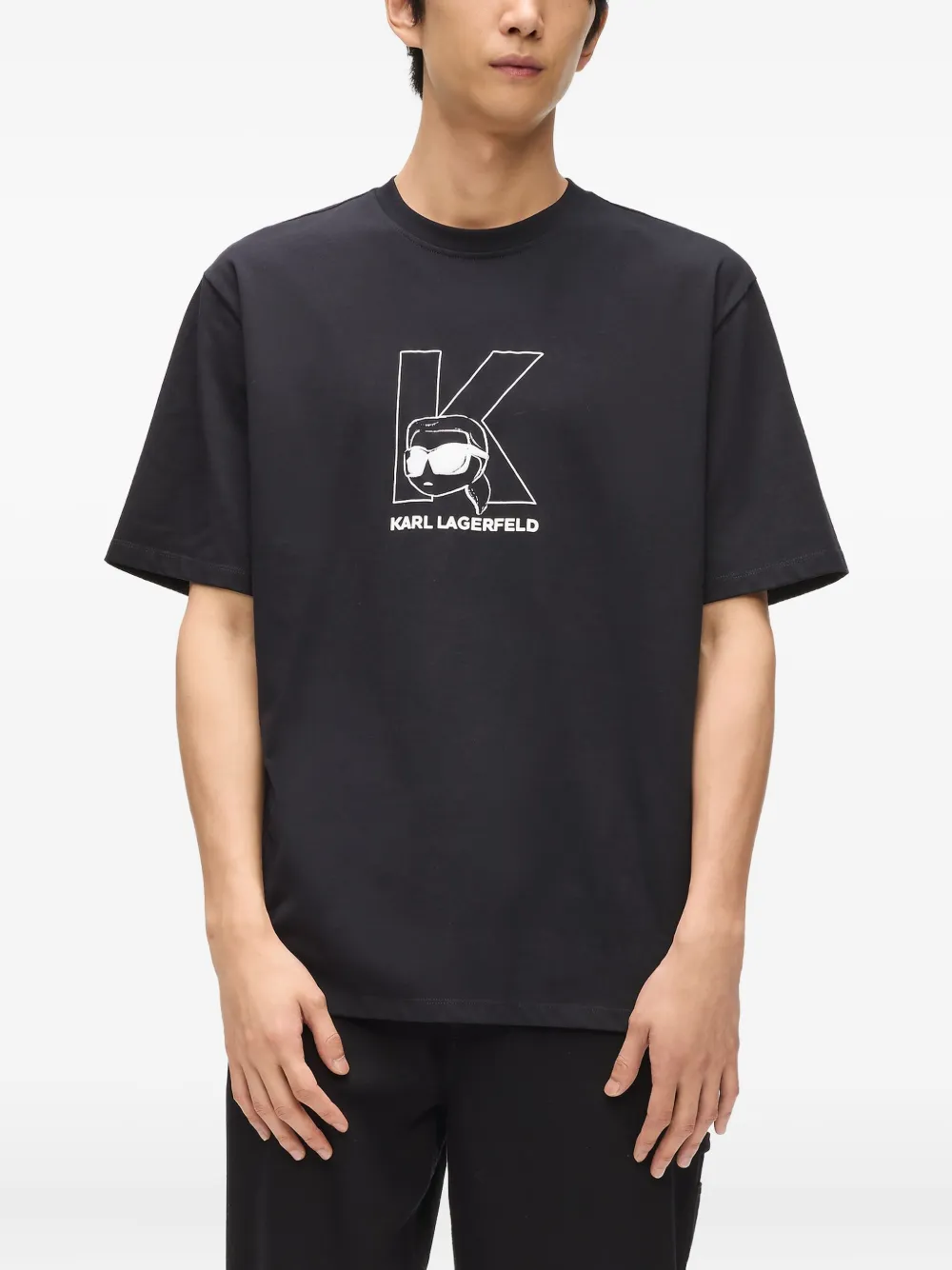 Karl Lagerfeld Ikon K-initial T-shirt Zwart