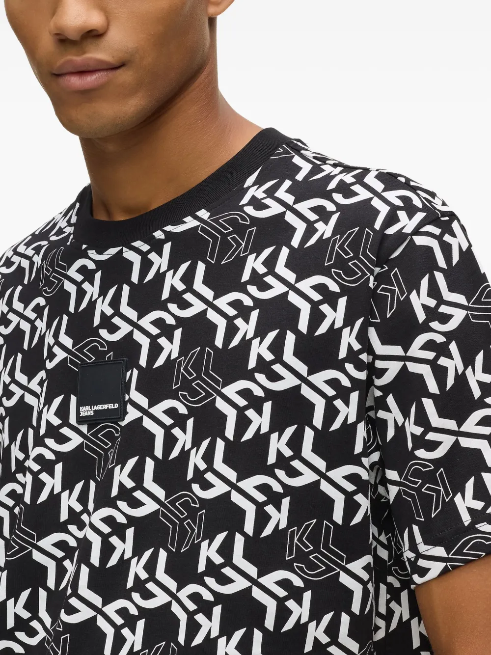 Karl Lagerfeld Jeans T-shirt met monogramprint Zwart