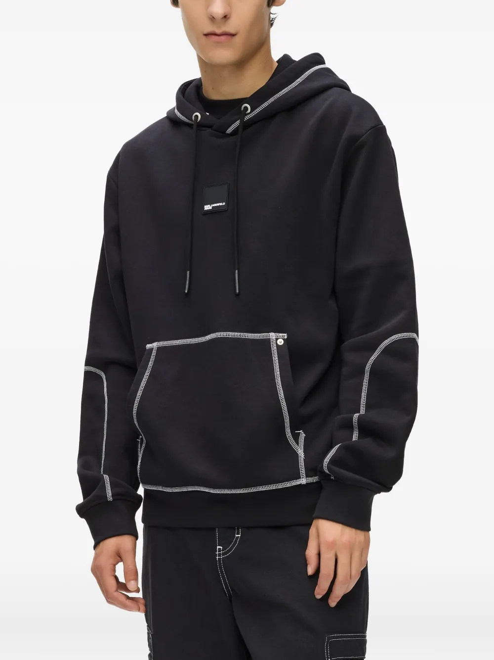 Karl Lagerfeld Jeans Hoodie met contrasterend stiksel Zwart