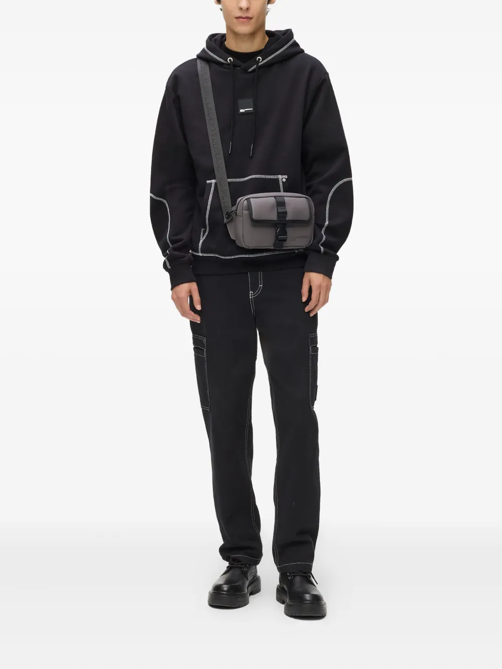 Karl Lagerfeld Jeans Hoodie met contrasterend stiksel Zwart