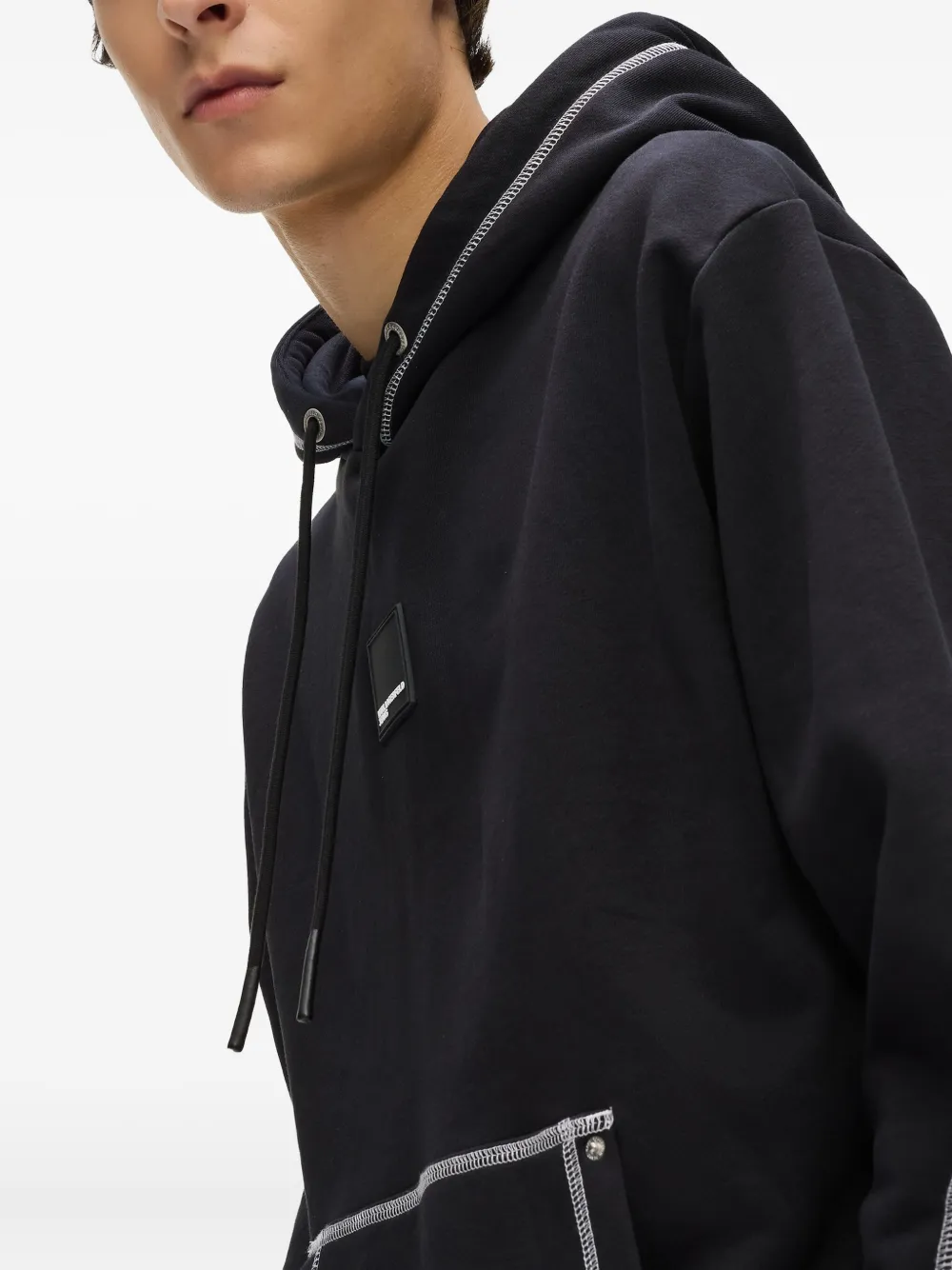 Karl Lagerfeld Jeans Hoodie met contrasterend stiksel Zwart