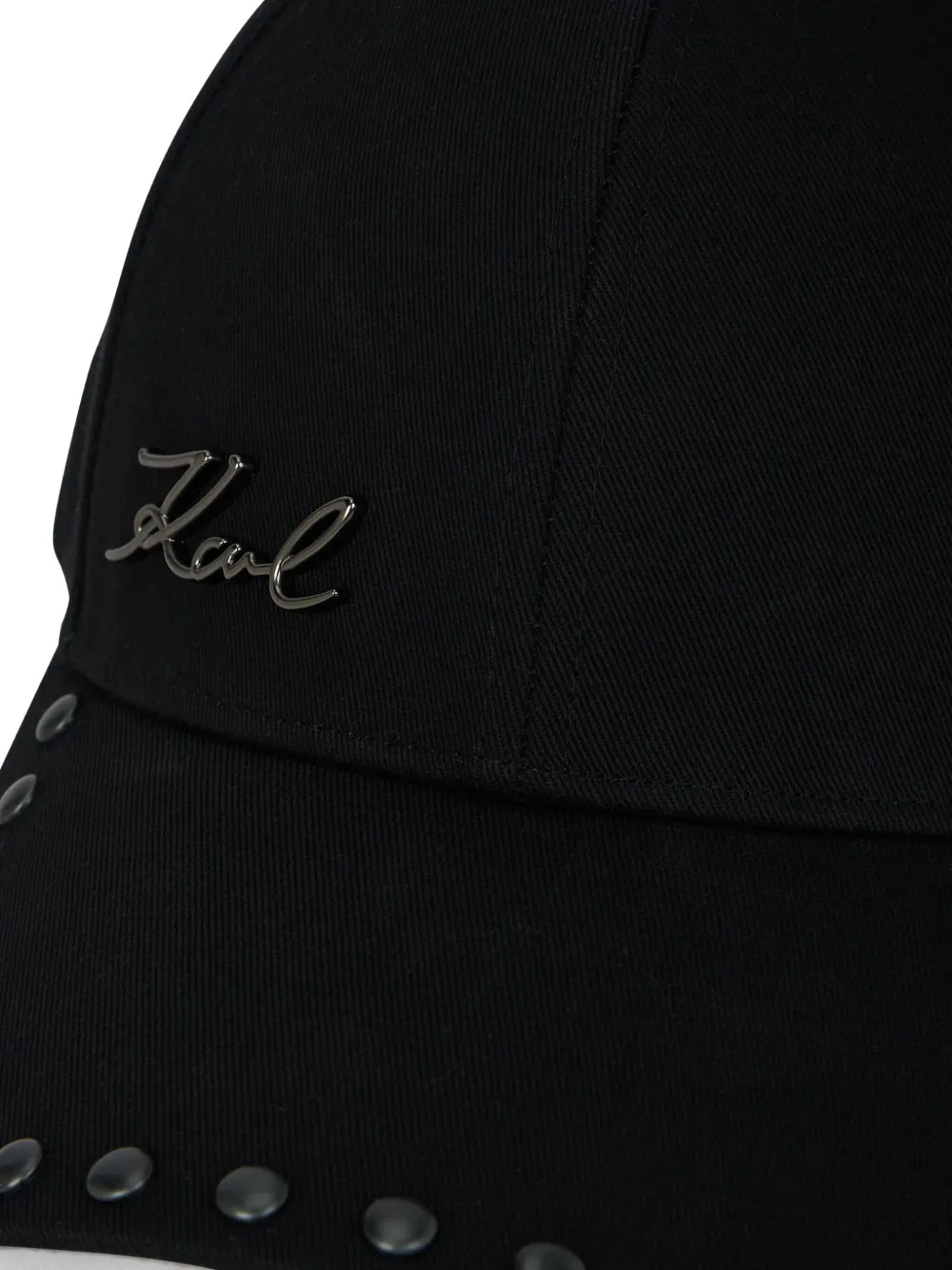 Karl Lagerfeld Signature Studded Baseball Cap In Black