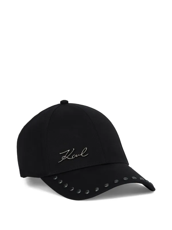 Karl Lagerfeld Signature スタッズ キャップ | ブラック | FARFETCH JP