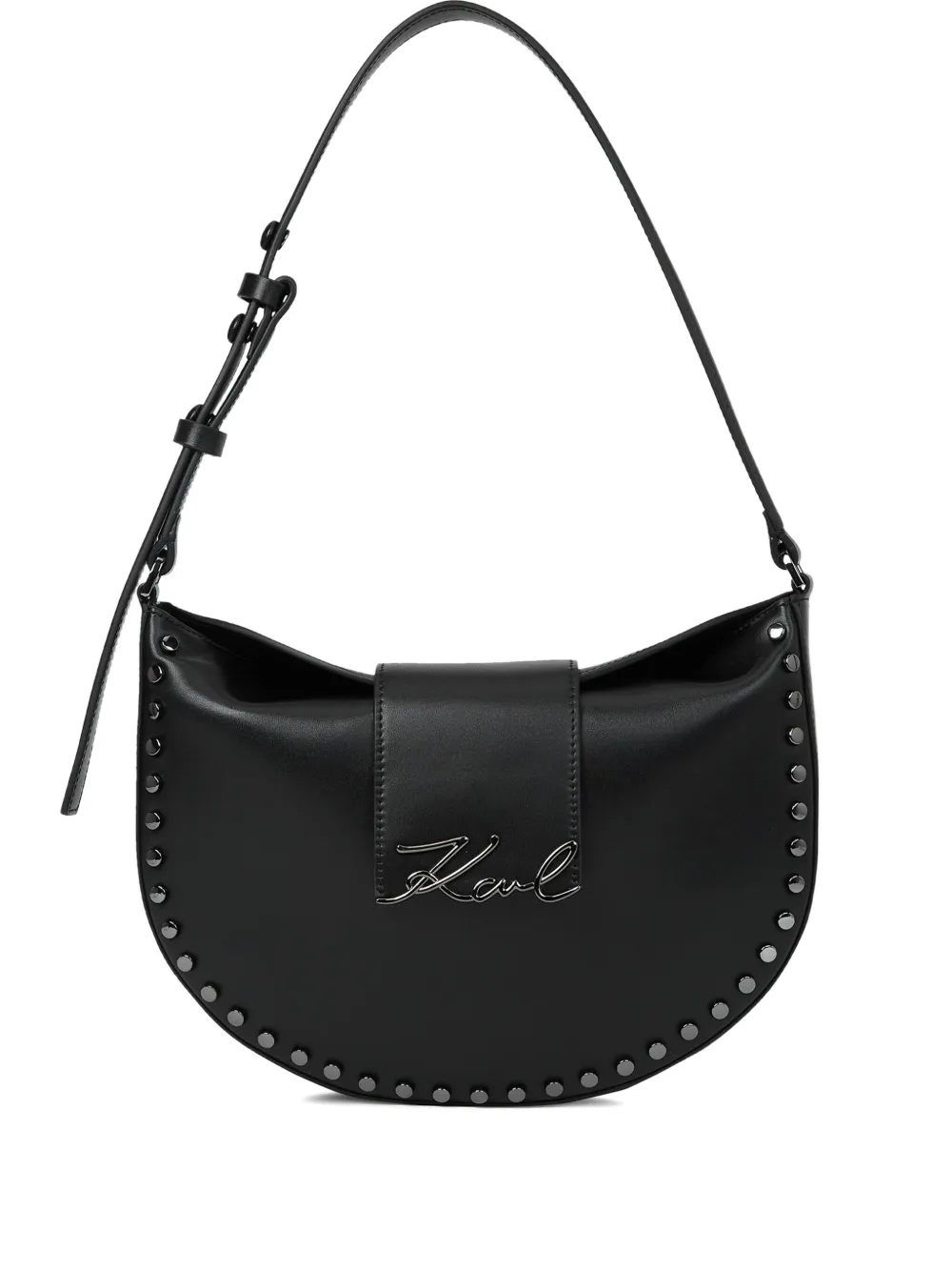 Karl Lagerfeld K/signature Stud-embellished Shoulder Bag In Black