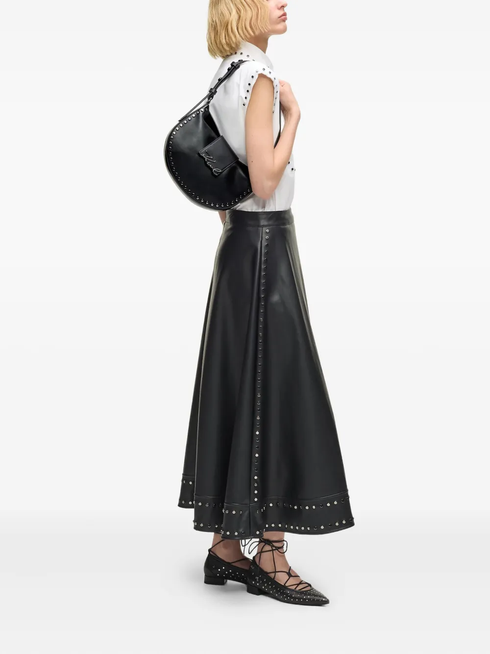 Karl Lagerfeld K/Signature schoudertas verfraaid met studs - Zwart