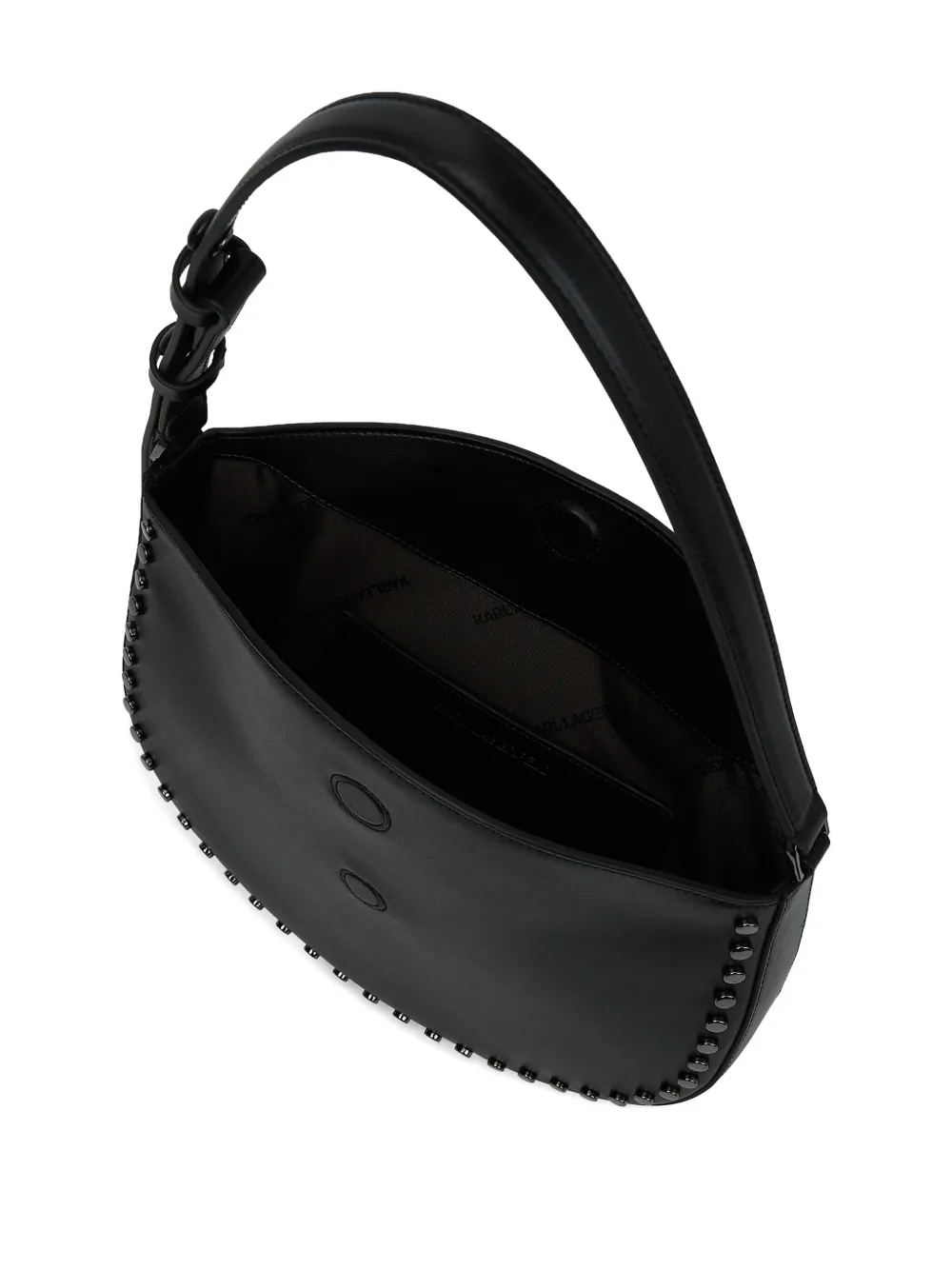 Karl Lagerfeld K/signature Stud-embellished Shoulder Bag In Black