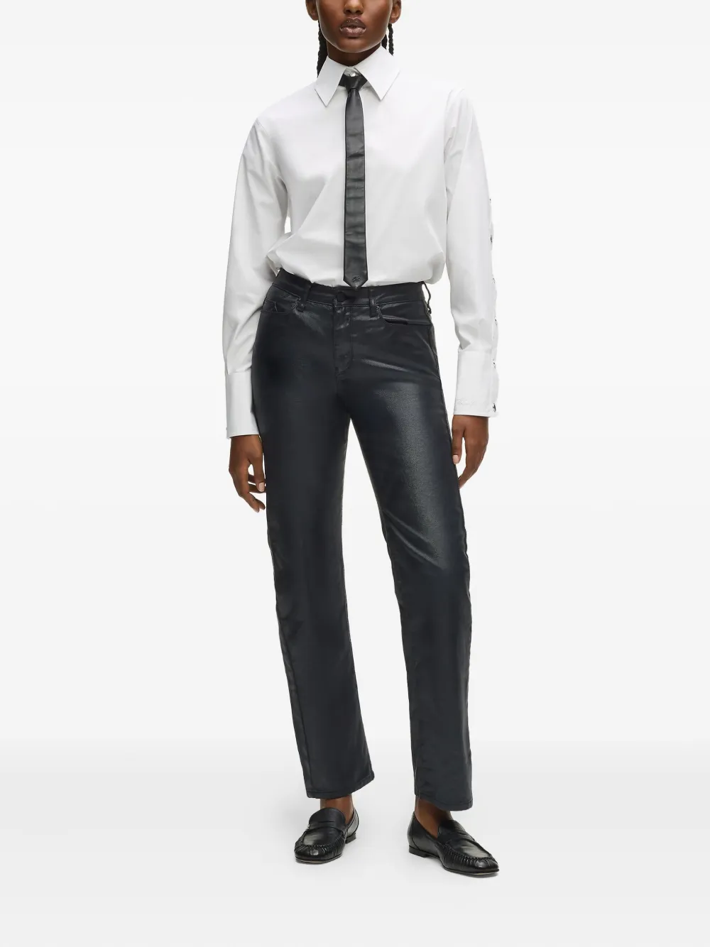 Karl Lagerfeld Straight jeans met knoopsluiting - Zwart