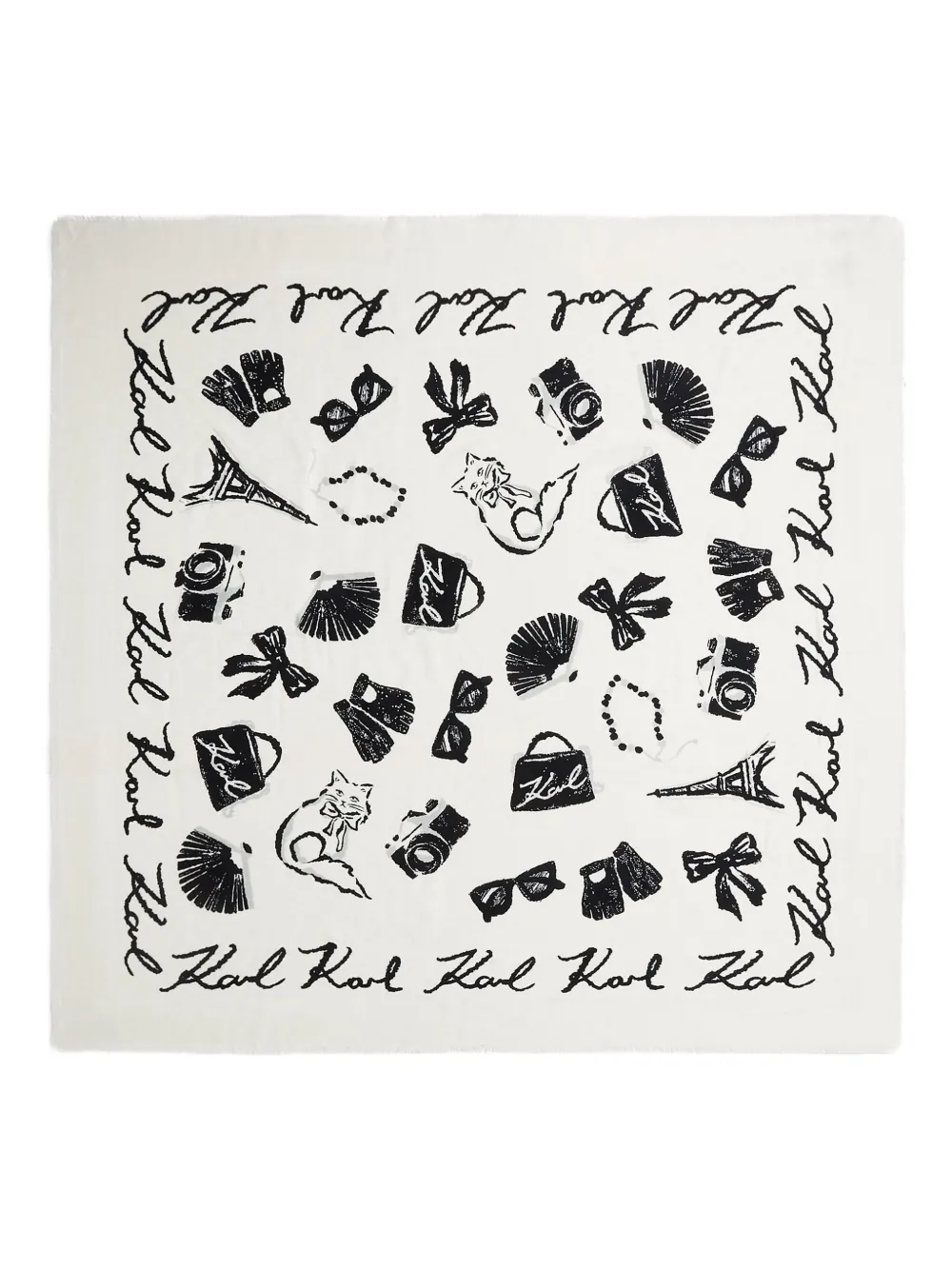 Karl Lagerfeld Signature Graphic-print Scarf In White
