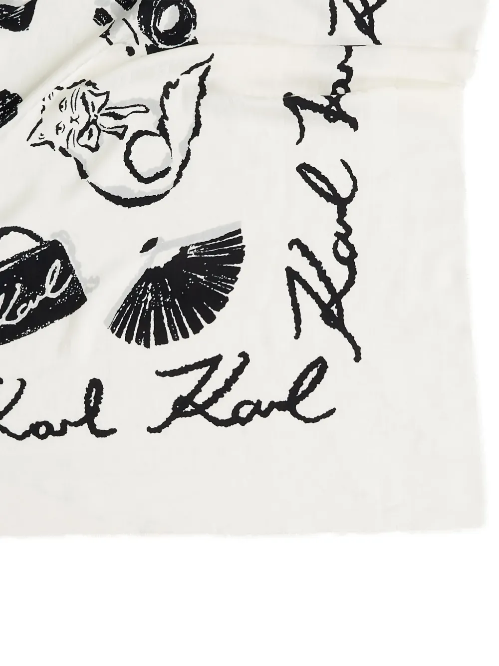 Karl Lagerfeld Signature Graphic-print Scarf In White