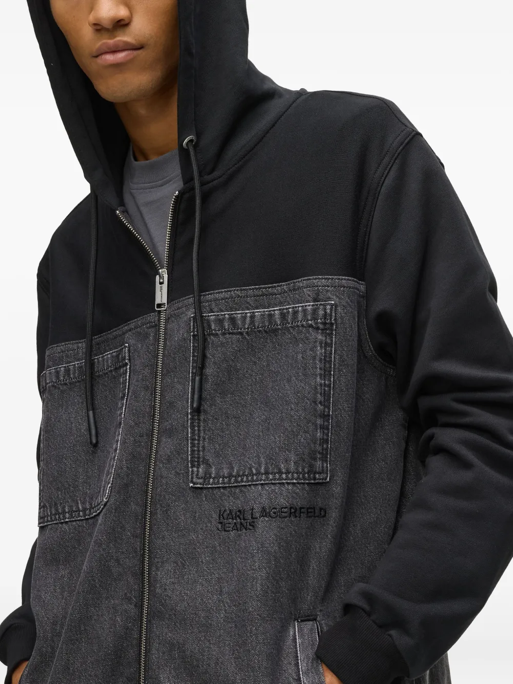 Karl Lagerfeld Jeans Jack met capuchon en zak Grijs