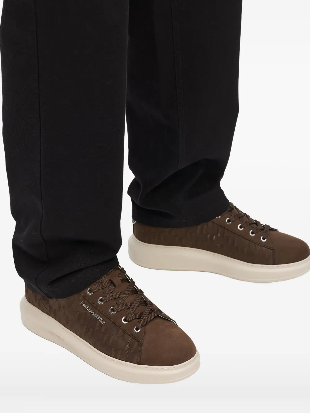 Karl Lagerfeld Kapri sneakers met monogram-reliëf Bruin