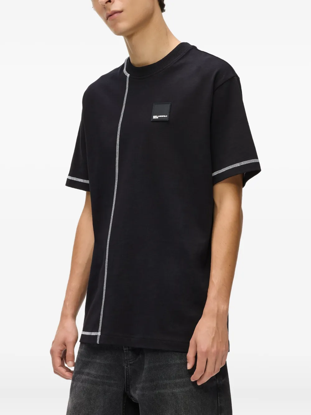 Karl Lagerfeld Jeans T-shirt met logopatch Zwart