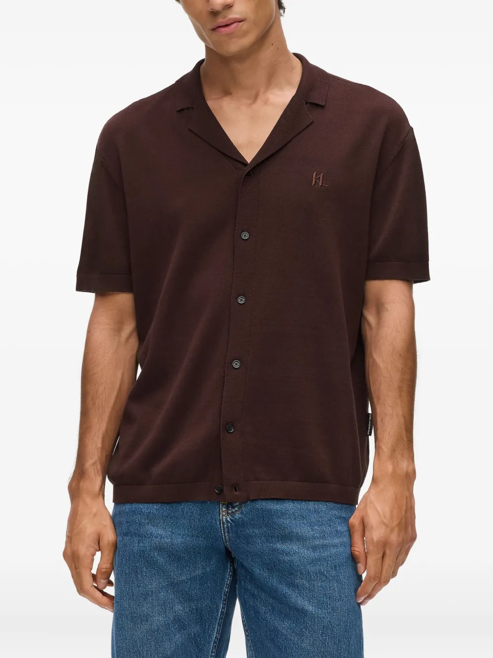 Karl Lagerfeld Overhemd met monogram-detail Bruin