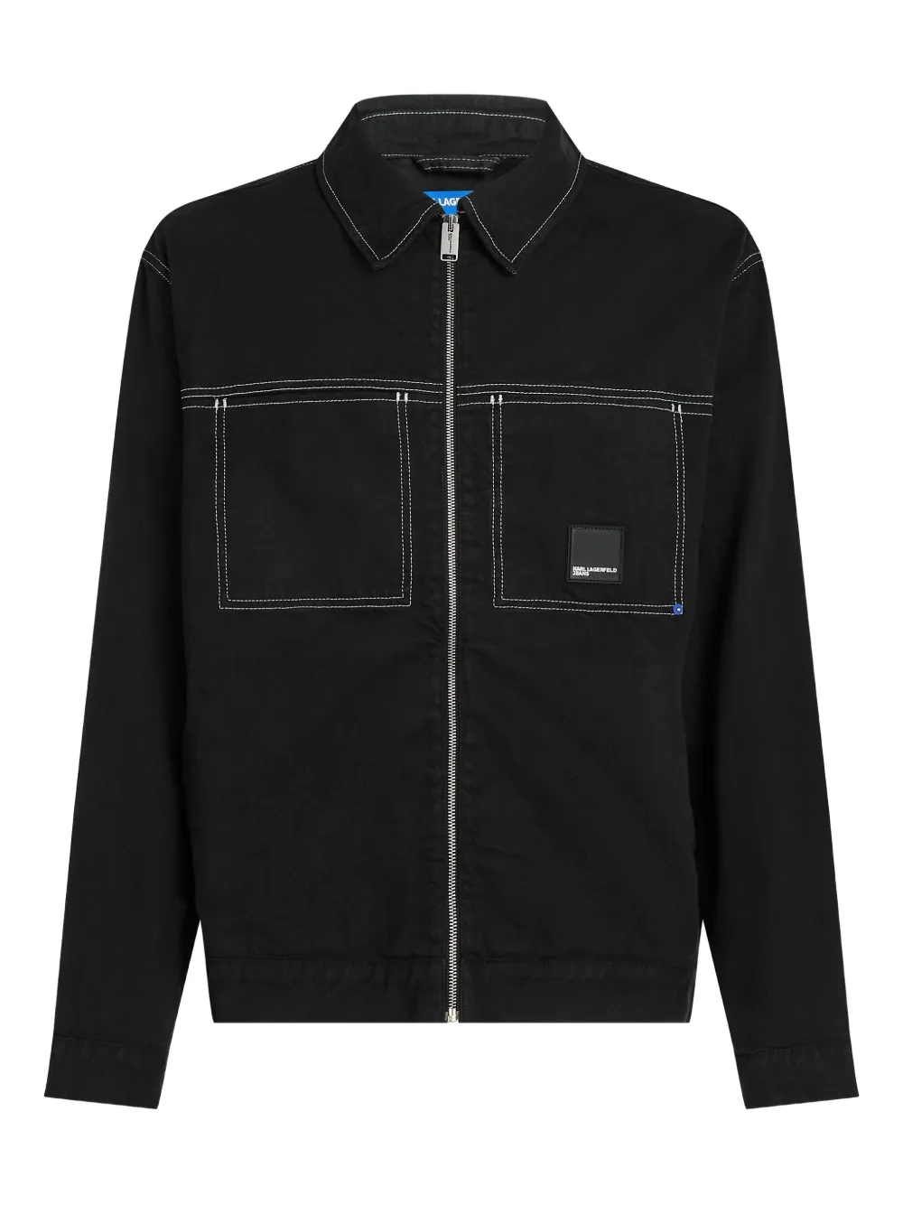 Karl Lagerfeld Jeans Giacca-camicia con cuciture a contrasto - Nero