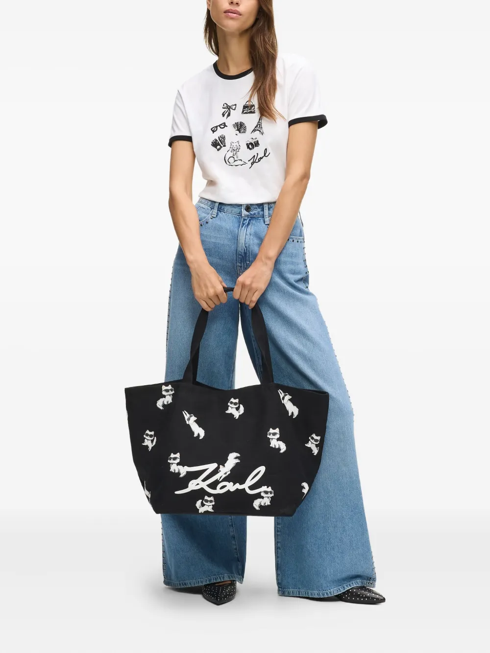 Karl Lagerfeld K/Ikon Choupette shopper - Zwart