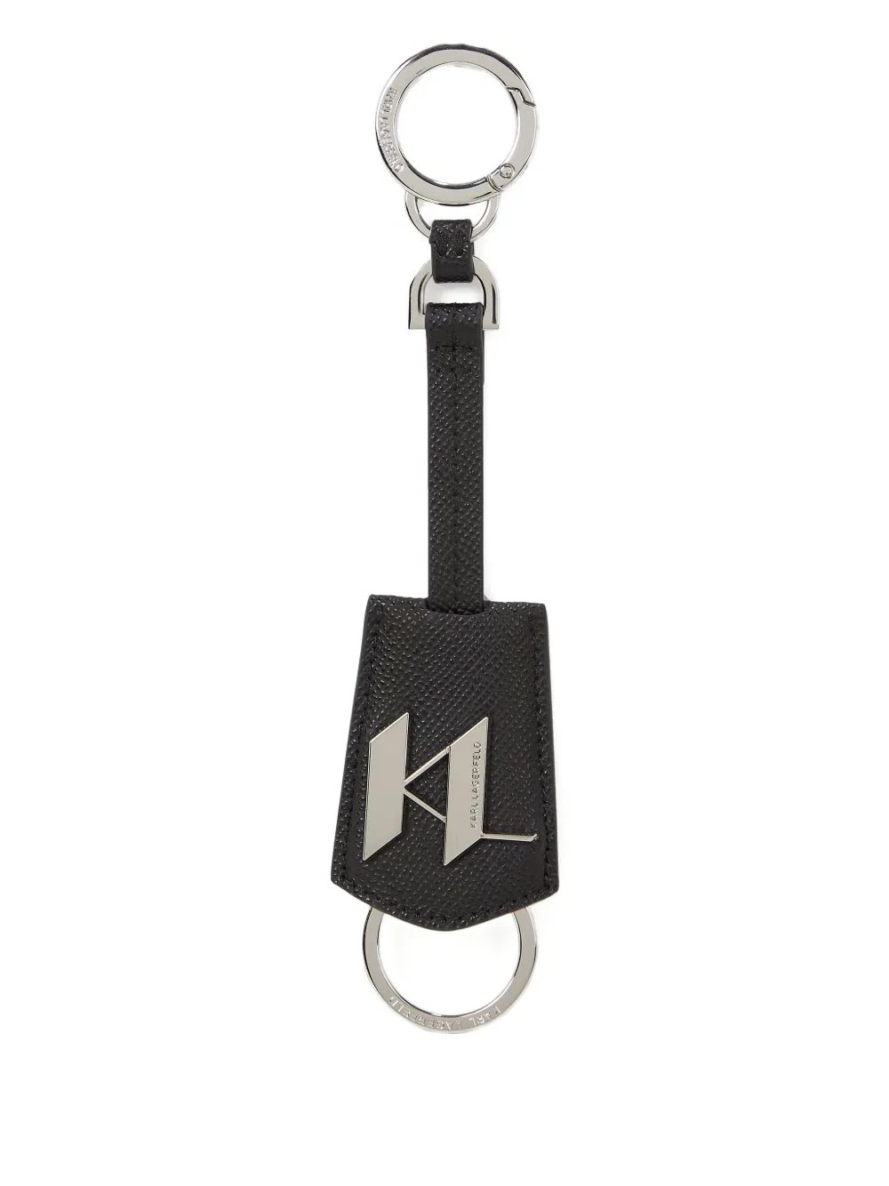 Karl Lagerfeld logo-plaque leather keychain | Black | Image 1