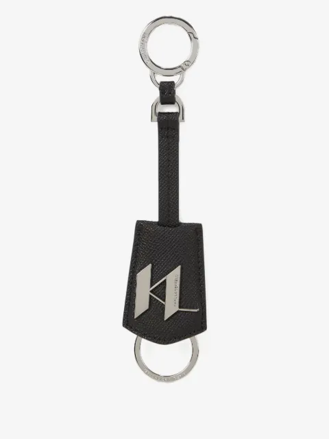 Karl Lagerfeld porte-clés en cuir à plaque logo