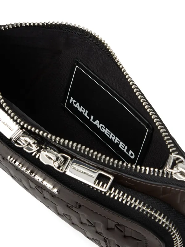 Karl Lagerfeld Black Leather Belt Bag with Logo & Wallet Karl Lagerfeld K/Loom Leather Belt Bag | Black | FARFETCH main image 4