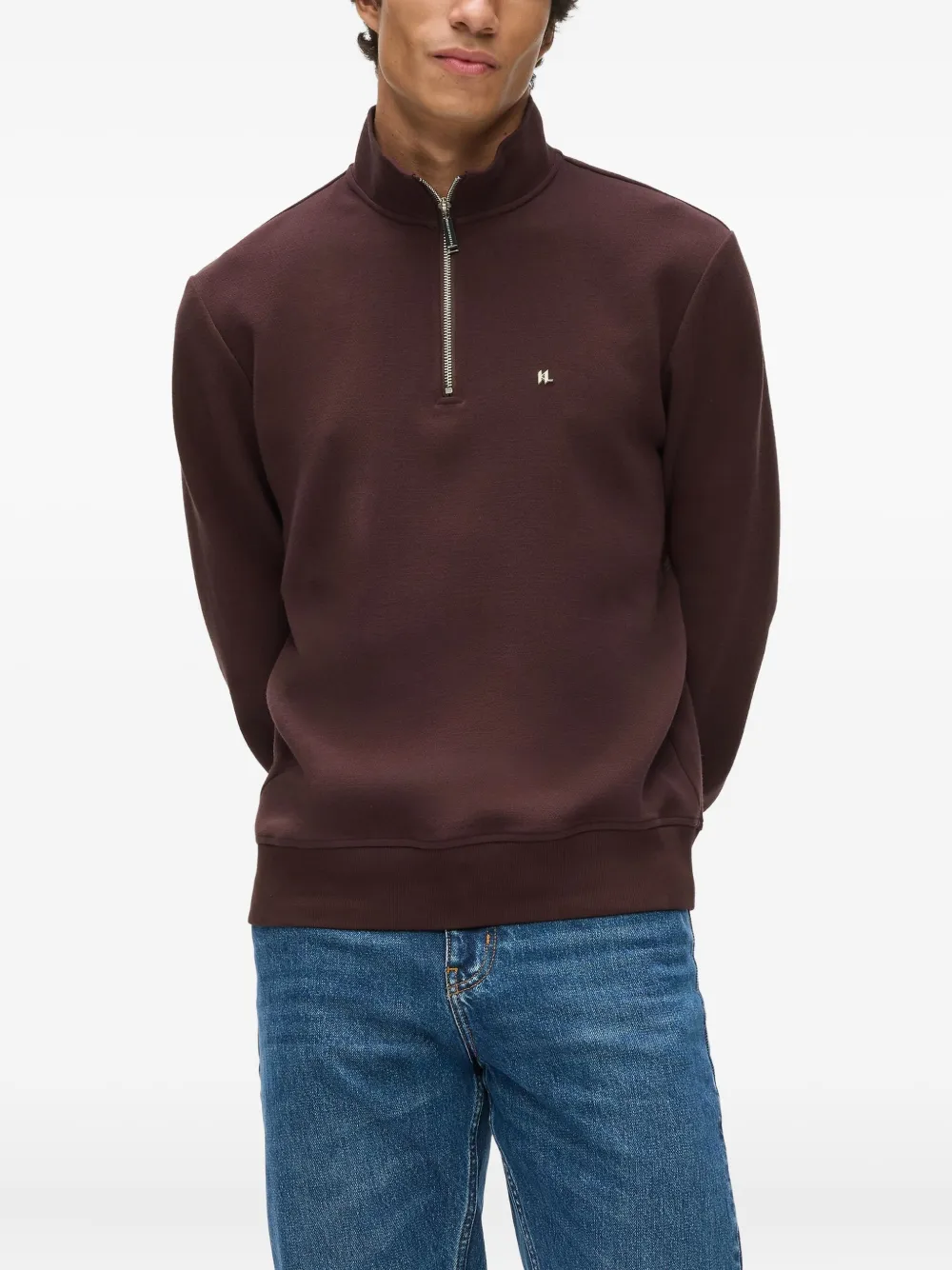 Karl Lagerfeld Poloshirt met rits Bruin