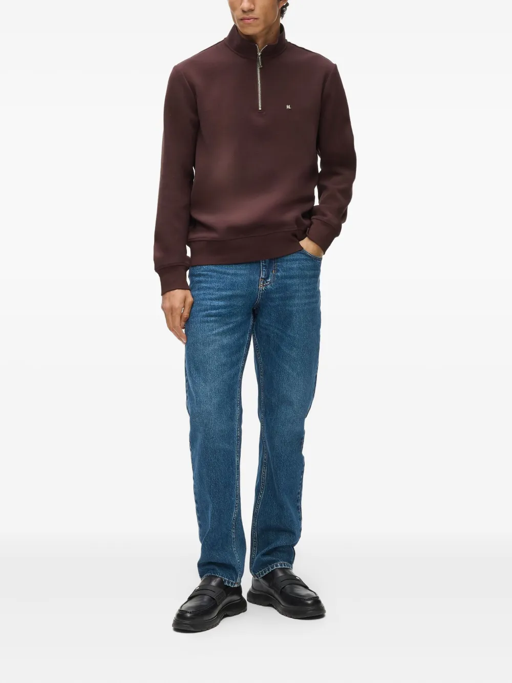 Karl Lagerfeld Poloshirt met rits - Bruin