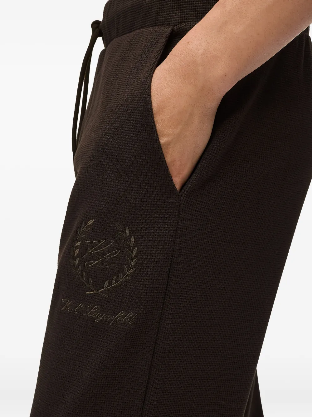 Karl Lagerfeld Logo-embroidered Pants In Brown