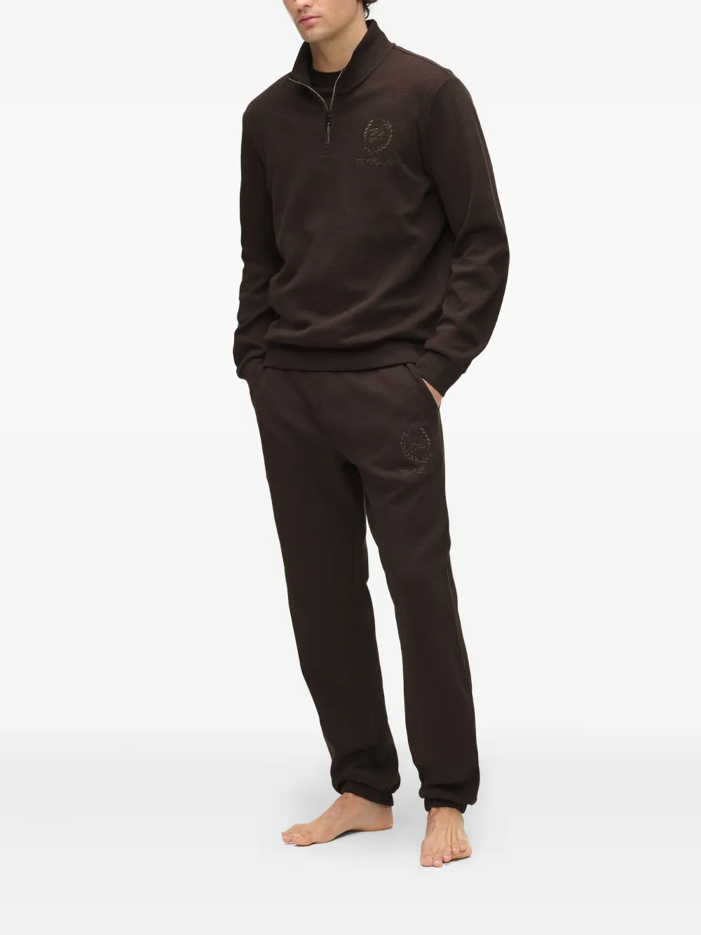 Karl Lagerfeld Logo-embroidered Pants In Brown