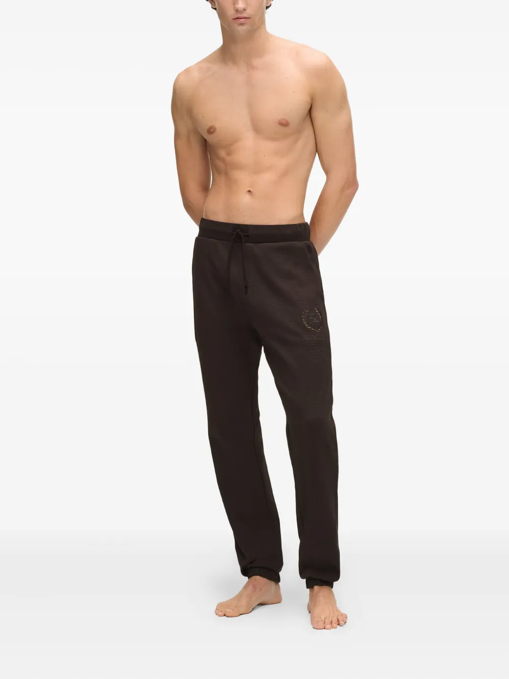 Karl Lagerfeld Logo-embroidered Pants In Brown