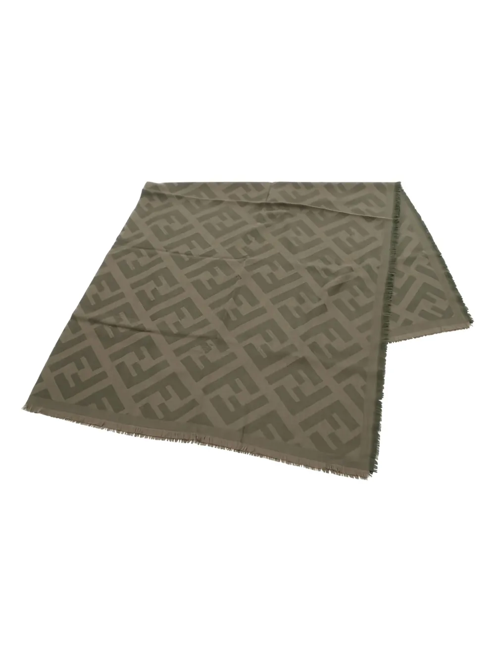 Pre-owned Fendi Zucca-jacquard Scarf In Green