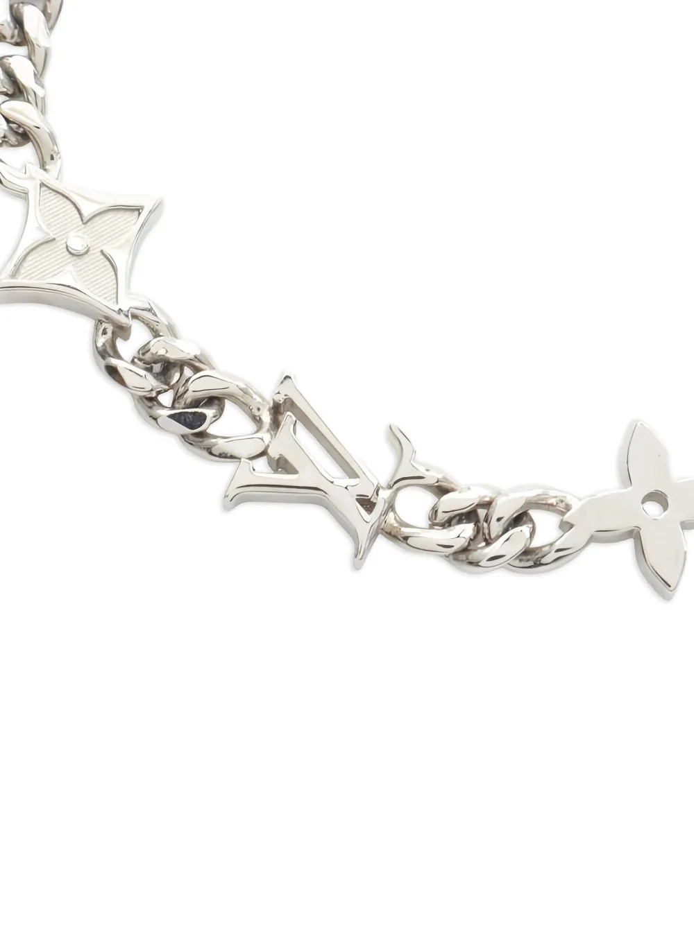 Pre-owned Louis Vuitton Monogram Row Bracelet In Silver