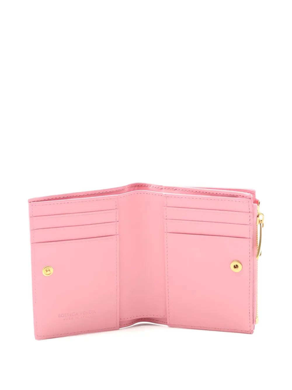 Pre-owned Bottega Veneta Intrecciato Bi-fold Wallet In Pink
