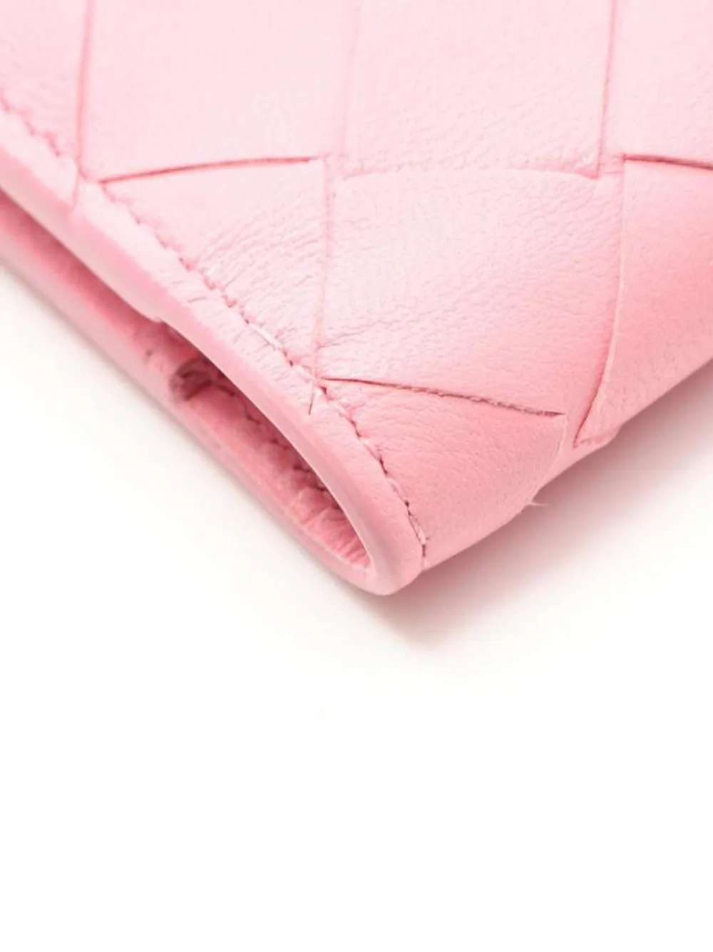 Pre-owned Bottega Veneta Intrecciato Bi-fold Wallet In Pink