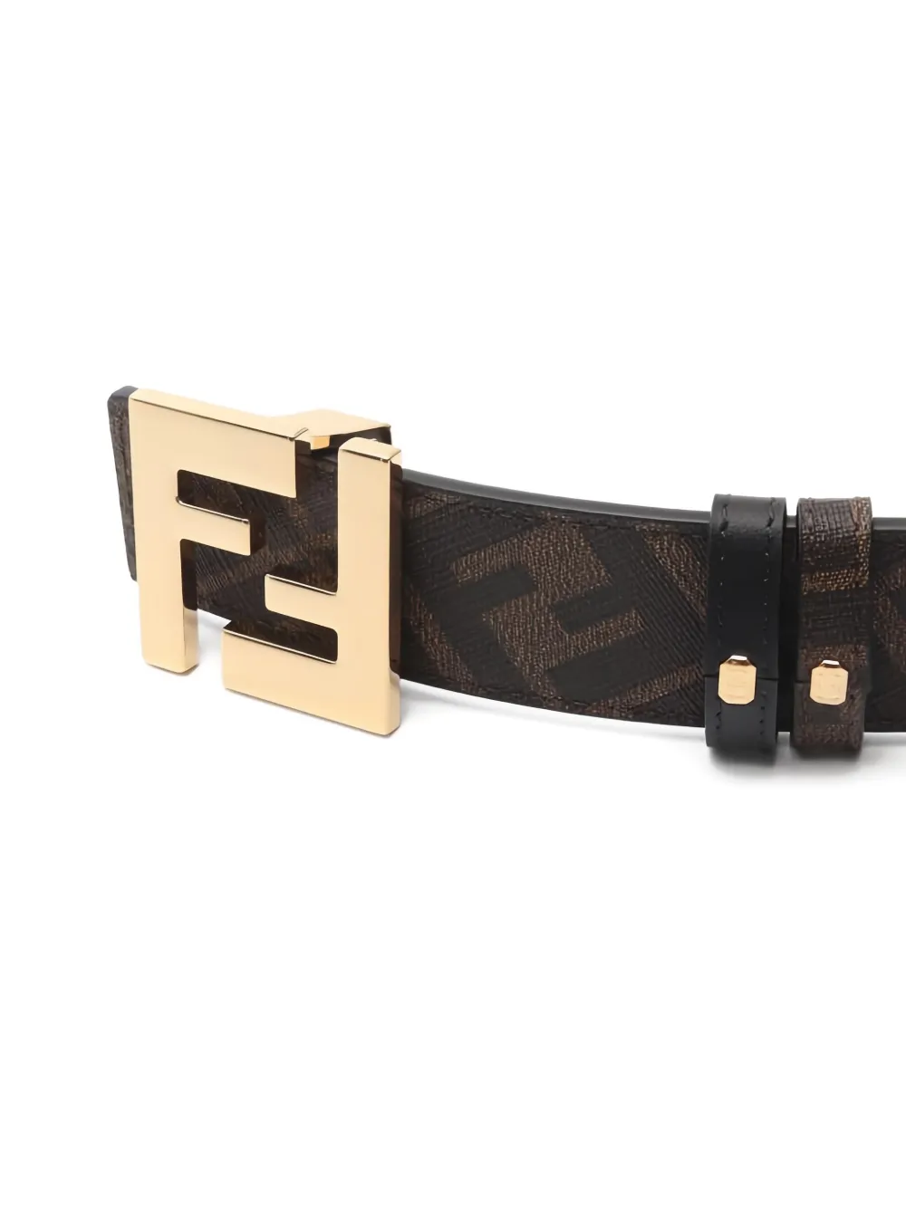 Pre-owned Fendi Ff-pattern Leather Belt In Brown